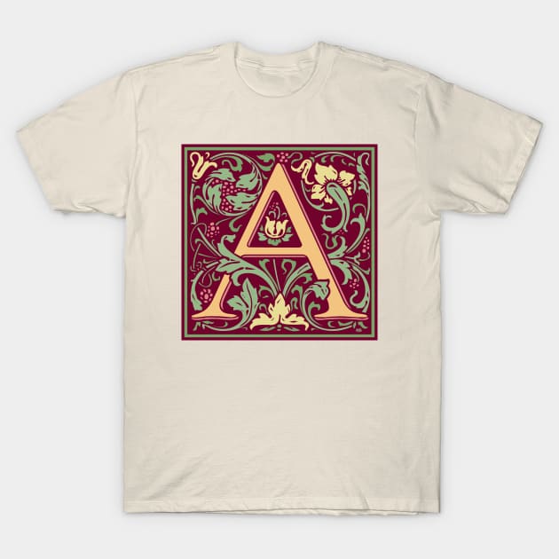 William Morris Vintage Letter A T-Shirt by MatchbookGraphics